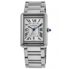 Réplique Cartier Tank Must Montre pour homme en acier avec cadran argenté extra-large WSTA0053