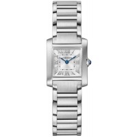 Réplique Montre Cartier Tank Française petit cadran argenté pour femme WSTA0065