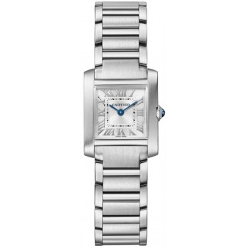 Réplique Montre Cartier Tank Française petit cadran argenté pour femme WSTA0065