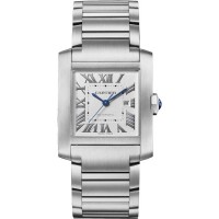 Réplique Montre Cartier Tank Francaise à grand cadran argenté pour femme WSTA0067