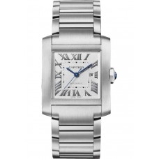 Réplique Montre Cartier Tank Francaise à grand cadran argenté pour femme WSTA0067