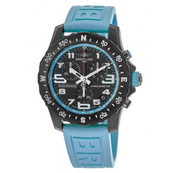 Réplique Montre pour homme Breitling Professional Endurance Pro avec cadran noir et bracelet en caoutchouc bleu X82310281B1S1