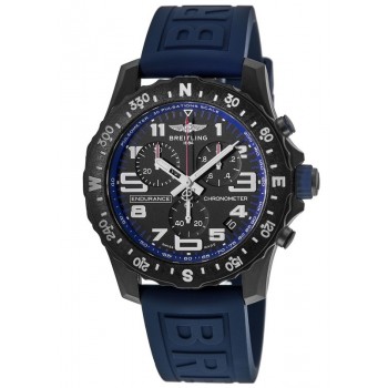 Réplique Breitling Professional Endurance Pro Cadran chronographe noir Bracelet en caoutchouc bleu Montre pour homme X82310D51B1S1