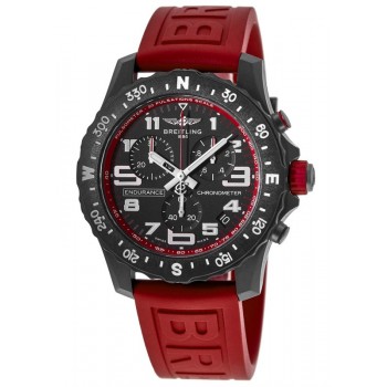 Réplique Breitling Professional Endurance Pro Cadran chronographe noir Bracelet en caoutchouc rouge Montre pour homme X82310D91B1S1