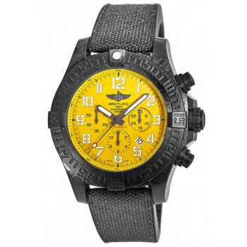 Réplique Breitling Avenger Hurricane 12H Cobra Cadran Jaune Breitlight Boîtier Tissu &amp; Montre pour hommes avec bracelet en caoutchouc XB0170E4/I533-282S