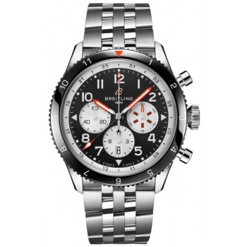 Réplique Montre pour homme Breitling Super Avi B04 chronographe GMT 46 Mosquito cadran noir en acier YB04451A1B1A1