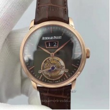 Réplique Montre Audemars Piguet Jules Audemars Tourbillon Grande Date 26559 Or rose Noir Dial