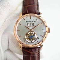 Réplique Montre Audemars Piguet Jules Audemars Tourbillon Grande Date 26559 Or rose argent Dial