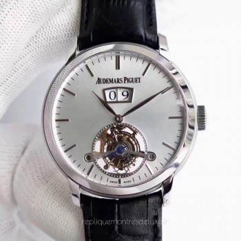 Réplique Montre Audemars Piguet Jules Audemars Tourbillon Grande Date 26559 Acier inoxydable argent Dial