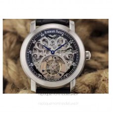 Réplique Montre Audemars Piguet Jules Audemars Tourbillon Acier inoxydable Skeleton Noir Dial