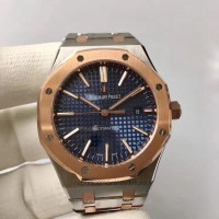 Réplique Montre Audemars Piguet Royal Oak 15400 Acier inoxydable Or rose Bleu Dial 