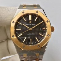 Réplique Montre Audemars Piguet Royal Oak 15400 Acier inoxydable Or jaune Noir Dial 