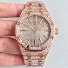 Réplique Montre Audemars Piguet Royal Oak 15400 Or rose diamant Gris Dial 