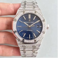 Réplique Montre Audemars Piguet Royal Oak 15400 Acier inoxydable diamant Bleu Dial 