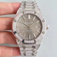 Réplique Montre Audemars Piguet Royal Oak 15400 Acier inoxydable diamant Gris Dial 