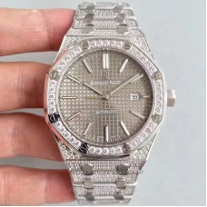 Réplique Montre Audemars Piguet Royal Oak 15400 Acier inoxydable diamant Gris Dial 