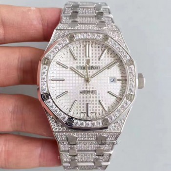 Réplique Montre Audemars Piguet Royal Oak 15400 Acier inoxydable diamant argent Dial 