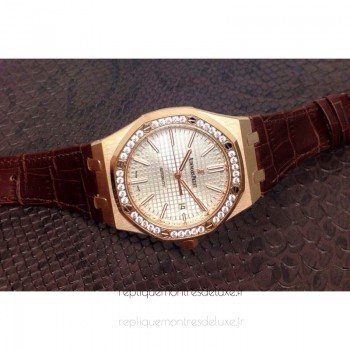 Réplique Montre Audemars Piguet Royal Oak 15400 Or rose Diamant Blanc Dial