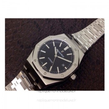 Réplique Montre Audemars Piguet Royal Oak 15400 Acier inoxydable Noir Dial Acier inoxydable Bracelet