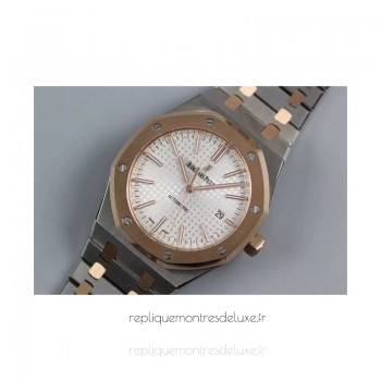 Réplique Montre Audemars Piguet Royal Oak 15400 Acier inoxydable Or rose Blanc Dial