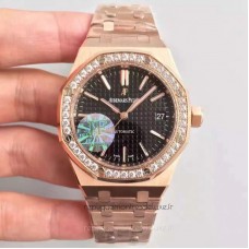 Réplique Montre Audemars Piguet Royal Oak 15450 Or rose Diamant Noir Dial 