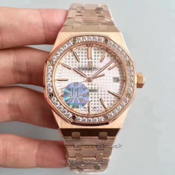 Réplique Montre Audemars Piguet Royal Oak 15450 Or rose Diamant argent Dial 