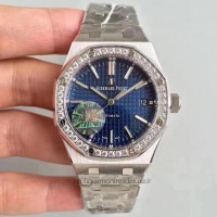 Réplique Montre Audemars Piguet Royal Oak 15450 Acier inoxydable Diamant Bleu Dial 