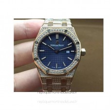 Réplique Montre Audemars Piguet Royal Oak 67651 Ladies Or rose Diamant Bleu Dial