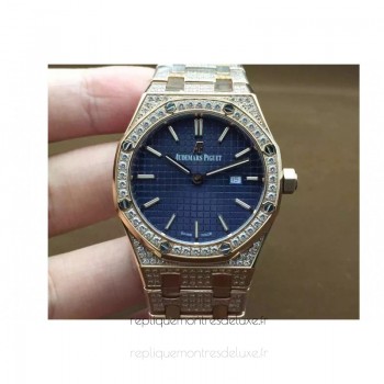 Réplique Montre Audemars Piguet Royal Oak 67651 Ladies Or rose Diamant Bleu Dial