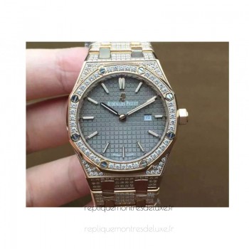 Réplique Montre Audemars Piguet Royal Oak 67651 Ladies Or rose Diamant Gray Dial