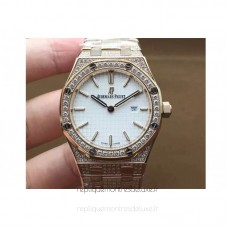 Réplique Montre Audemars Piguet Royal Oak 67651 Ladies Or rose Diamant Blanc Dial