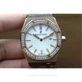 Réplique Montre Audemars Piguet Royal Oak 67651 Ladies Or rose Blanc Diamant Bezel Dial