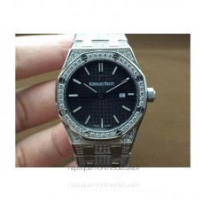 Réplique Montre Audemars Piguet Royal Oak 67651 Ladies Acier inoxydable Diamant Noir Dial