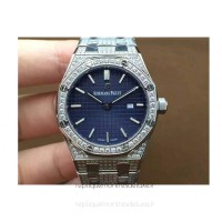 Réplique Montre Audemars Piguet Royal Oak 67651 Ladies Acier inoxydable Diamant Bleu Dial