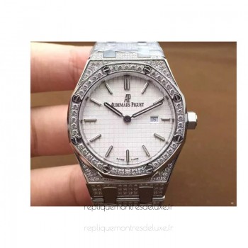 Réplique Montre Audemars Piguet Royal Oak 67651 Ladies Acier inoxydable Diamant Blanc Dial