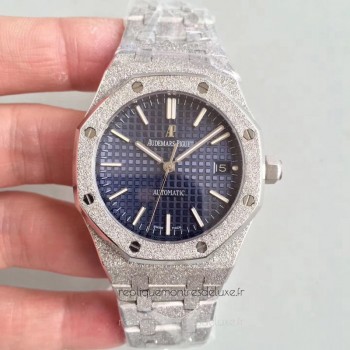 Réplique Montre Audemars Piguet Royal Oak Or Givré 37MM 15454 Acier inoxydable Bleu Dial 