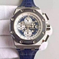 Réplique Montre Audemars Piguet Royal Oak Offshore Rubens Barrichello II 26078PO.OO.D018CR.01 Acier inoxydable Bleu Dial 