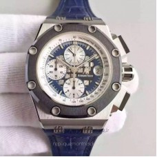 Réplique Montre Audemars Piguet Royal Oak Offshore Rubens Barrichello II 26078PO.OO.D018CR.01 Acier inoxydable Bleu Dial 