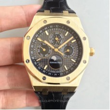 Réplique Montre Audemars Piguet Royal Oak Calendrier perpétuel 41MM 26574BA.OO.1220BA.01 Or jaune Noir Dial