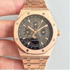 Réplique Montre Audemars Piguet Royal Oak Calendrier perpétuel 41MM 26574OR.OO.1220OR.01 Or rose Noir Dial