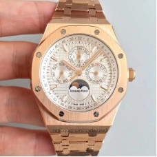 Réplique Montre Audemars Piguet Royal Oak Calendrier perpétuel 41MM 26574OR.OO.1220OR.01 Or rose argent Dial