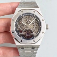 Réplique Montre Audemars Piguet Royal Oak Tourbillon Extra-Plate Squelette 26518 Acier inoxydable Noir Skeleton Dial