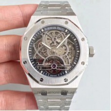 Réplique Montre Audemars Piguet Royal Oak Tourbillon Extra-Plate Squelette 26518 Acier inoxydable Noir Skeleton Dial