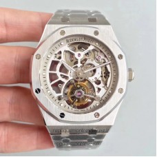 Réplique Montre Audemars Piguet Royal Oak Tourbillon Extra-Plate Squelette 26518 Acier inoxydable argent Skeleton Dial