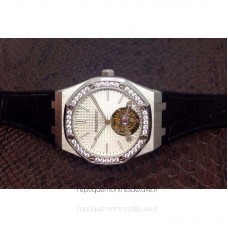 Réplique Montre Audemars Piguet Royal Oak Tourbillon Acier inoxydable Diamant Blanc Dial