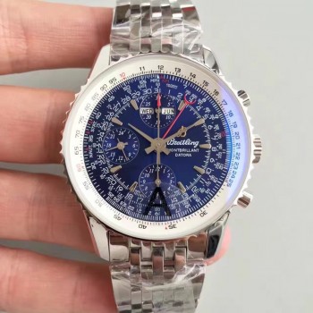 Réplique Breitling Navitimer Montbrillant Datora A21330 cadran bleu en acier inoxydable