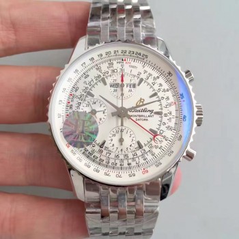 Réplique Breitling Navitimer Montbrillant Datora A21330 Cadran Blanc En Acier Inoxydable