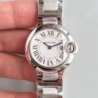 Ballon Bleu De Cartier 28MM W69010Z4 Acier inoxydable Cadran blanc Quartz 