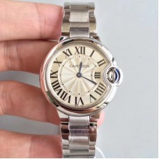 Ballon Bleu De Cartier W6920084 33MM Acier inoxydable Cadran argenté Quartz 