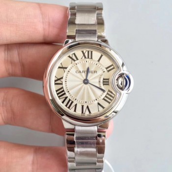 Ballon Bleu De Cartier W6920084 33MM Acier inoxydable Cadran argenté Quartz 